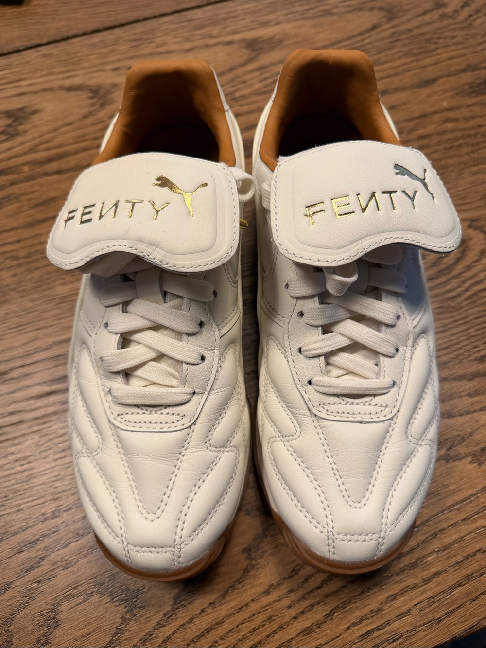 Puma Women Cream Leather Sneakers